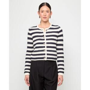 House of Harlow 1960 Striped Long Sleeve Cardigan Women's Large Black White NWT